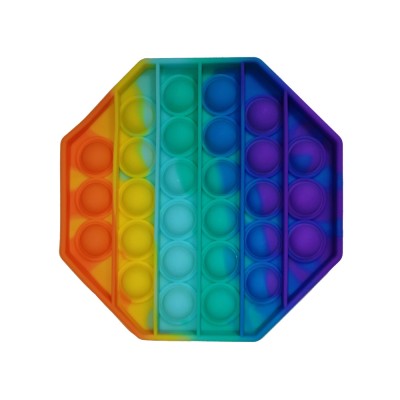 Jucarie antistres, Pop it, silicon, hexagon, 12.5 cm, multicolor foto