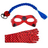 Set Accesorii Costum Buburuza IdeallStore&reg;, Mască, Coadă, Mănuși, Roșu, Universal, Fete 11 Ani, Textil