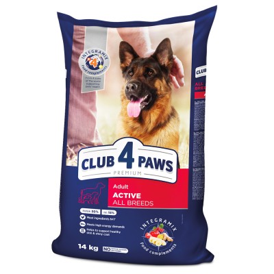 Club 4 Paws Hrana uscata caini activi, 14kg foto