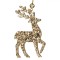Ornament Brad Crăciun, Model Cerb, Glitter Auriu, 8cm, Lemn