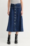 Levi&#039;s fustă jeans culoarea bleumarin, midi, evazați, 003NN