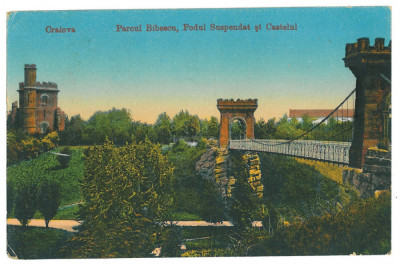 1261 - CRAIOVA, Bibescu Park, Bridge, Romania - old postcard, CENSOR - used 1917 foto