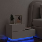 vidaXL Noptieră cu lumini LED, alb, 70x36x40,5 cm