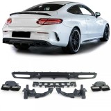 Difuzor sportiv spate cu tevi de esapament negre, potrivit pentru Mercedes C C205 Coupe 15-18 Performance AutoTuning