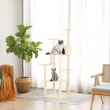 VidaXL Ansamblu de pisici cu st&acirc;lpi din funie de sisal, crem, 153 cm