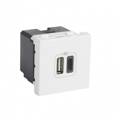 Priza USB tip A+C 2M 15W Legrand Mosaic alb 077592 foto