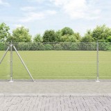 Zid din S&acirc;rmă Sudată cu 7 St&acirc;lpi Flanșați 0.8x10 m Oțel Galvanizat