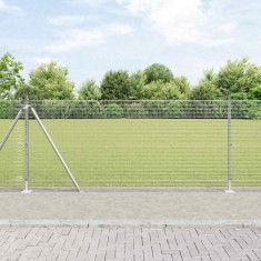 vidaXL Gard din s&acirc;rmă sudată cu 13 posturi flansate 0,8x50 m Oțel galvanizat