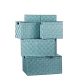 Cumpara ieftin Set 4 cutii depozitare cu capac, turcoaz 23 x 17 x 19 cm, 38 x 27,5 x 20 cm, 40 x 29,5 x 20,5 cm