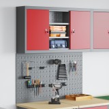 vidaXL Set dulap unelte &amp; panou c&acirc;rlige de perete, 3 piese roșu metal