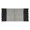 Covoraș Decorativ, Model Monocrom, Franjuri, Piele Artificială, Negru Gri Bej, 110x60cm, Covor, Oem