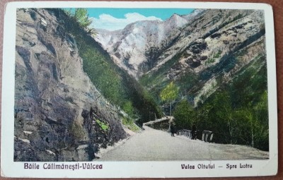 Carte postala, Baile Calimanesti-Valcea, valea Oltului spre Lotru, perioada interbelica foto