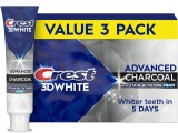 Pastă de dinți Crest 3D White Advanced Charcoal cu cărbune activ, set 3 x 93 g
