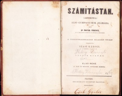 HST 377SP Sz&amp;aacute;mit&amp;aacute;stan (Arithmetica) Als&amp;oacute; gymnasiumok sz&amp;aacute;m&amp;aacute;ra 1865 Mocnik foto