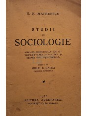 N. N. Matheescu - Studii de sociologie (Editia: 1933) foto