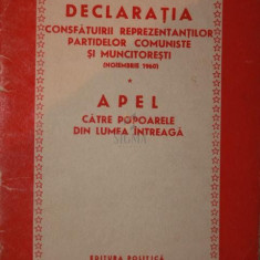 DECLARATIA CONSFATUIRII REPREZENTANTILOR PARTIDELOR COMUNISTE SI MUNCITORESTI ( NOIEMBRIE 1960 )