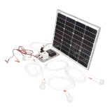Set panou solar 50W fotovoltaic monocristalin 670x540x30mm 12-24V priza bricheta cu 4 becuri 9W Breckner Germany