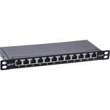 Patch panel 12 porturi 10" Cat.6A 0.5U + capac protectie Negru, InLine IL76819B