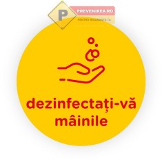 Semn galben dezinfectati mainile foto
