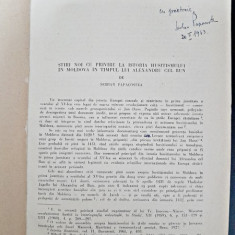 Stiri noi cu privire la istoria Husitismului in Moldova in timpul lui Alexandru cel Bun - Serban Papacostea cu dedicatia