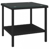 Cumpara ieftin Masa laterala, negru, 45x45x45 cm poliratan/sticla securizata