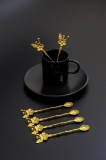 Set lingurite cafea floricica 6 bucati PLT0493 Auriu 13.5x3x0.2 cm