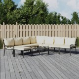 vidaXL Set mobilier de grădină cu perne nisipii, 9 piese, oțel