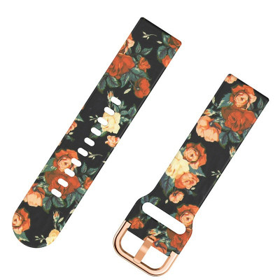 Curea silicon, compatibila Amazfit Bip 3 Pro, telescoape Quick Release, Vintage Flower foto