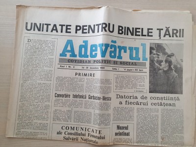 adevarul 28 decembrie 1989-articole si foto revolutia romana foto
