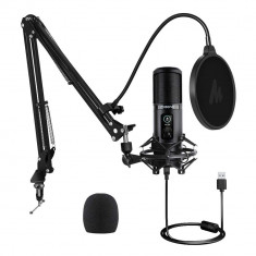 Microfon Profesional Maono pentru studio 192KHZ/24BIT cu stand metalic pentru Podcast, Streaming, Gaming, Karaoke foto