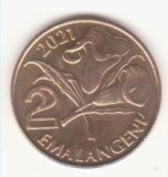 Eswatini 2 emalangeni 2021 UNC, an unic de batere - Mswati III