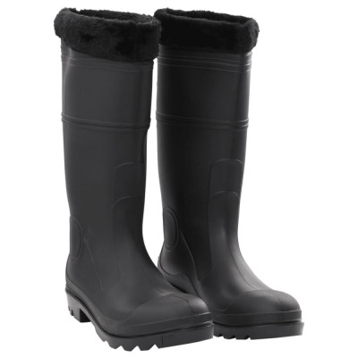 vidaXL Cizme de ploaie cu șosete detașabile, negru, mărime 46, PVC foto