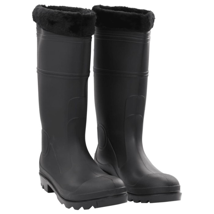 vidaXL Cizme de ploaie cu șosete detașabile, negru, mărime 44, PVC 137602