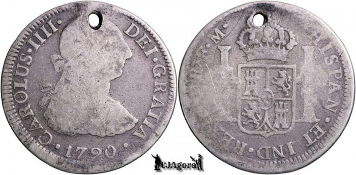 1790 FM, 2 Reales - Carol al IV-lea - Viceregatul Spanie - Imperiul Spaniol
