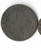 Moneda 10 centimes 1818 - Guiana Franceza, 2,5 g argint 0,200