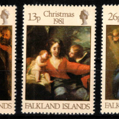 Falkland 1981, Mi #333-335**, Craciun, arta, pictura, MNH! Cota 2,40 €!