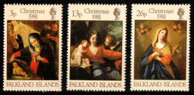 Falkland 1981, Mi #333-335**, Craciun, arta, pictura, MNH! Cota 2,40 &amp;euro;! foto