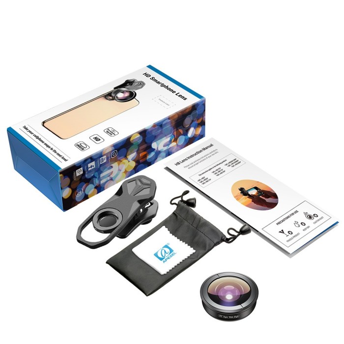 Lentila super wide 170 grade, marca Apexel pentru iPone 13, iPhone 12, iPhone 11, X,8,7,6, Samsung, Huawei, Xiaomi