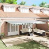 Marchiză retractabilă automată cu LED verde și alb 600x300 cm