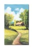 Tablou pictat manual, La casuta din padure, 50x30cm ulei pe panza, Constantin Feraru