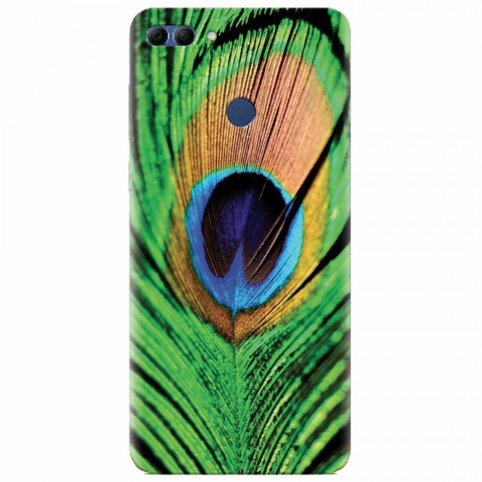 Husa silicon pentru Huawei Y9 2018, Peacock Feather Green Blue