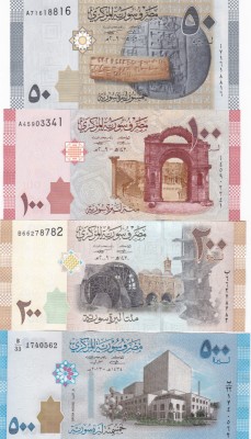 Siria Syria Set 50-100-200-500 Pounds 2009-2013 UNC foto
