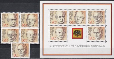 Germania 1982 - Preşedinţi ai Republicii Federale, Serie + Bloc, MNH foto
