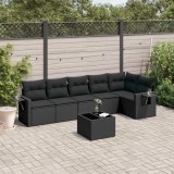Cumpara ieftin Set canapele de grădină cu perne, 7 piese, negru, poliratan