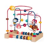 Jucarie din Lemn Montessori, Flippy, Labirint Motricitate cu Abac si Animalute, Rollercoaster pentru Copii, Educativ, Dezvoltarea Abilitatilor Motorii