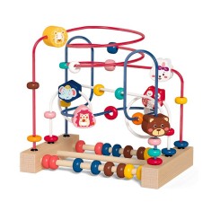 Jucarie din lemn montessori, flippy, labirint motricitate cu abac si animalute, rollercoaster pentru copii, educativ, dezvoltarea abilitatilor motorii