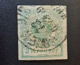 Imperiul Austriac (Austria Clasic) 1858-Marcă Poștală Fiscală de Ziar (Zeitungs-Stempel) 2 Kreuzer Verde Imperforat Uzat -TG1