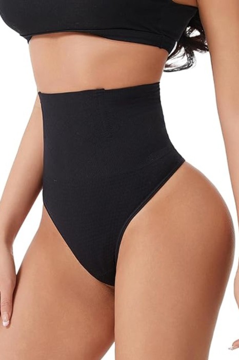Chiloti modelatori tanga tip burtiera Selena - Talie medie - Negru - Black, S