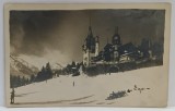 CASTELUL PELES PE TIMP DE IARNA , FOTOGRAFIE , FORMAT CARTE POSTALA , 1924