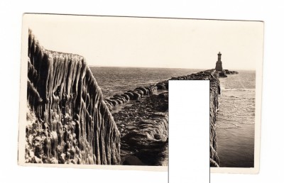 CP Constanta - Farul Carol I cu faleza inghetata, interbelica, necirculata foto